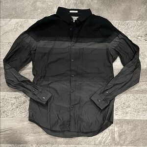 Express Men's Black and Gray Button Down Shirt